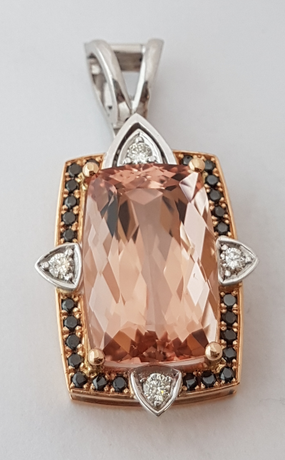 Morganite (and black diamonds) Pendant